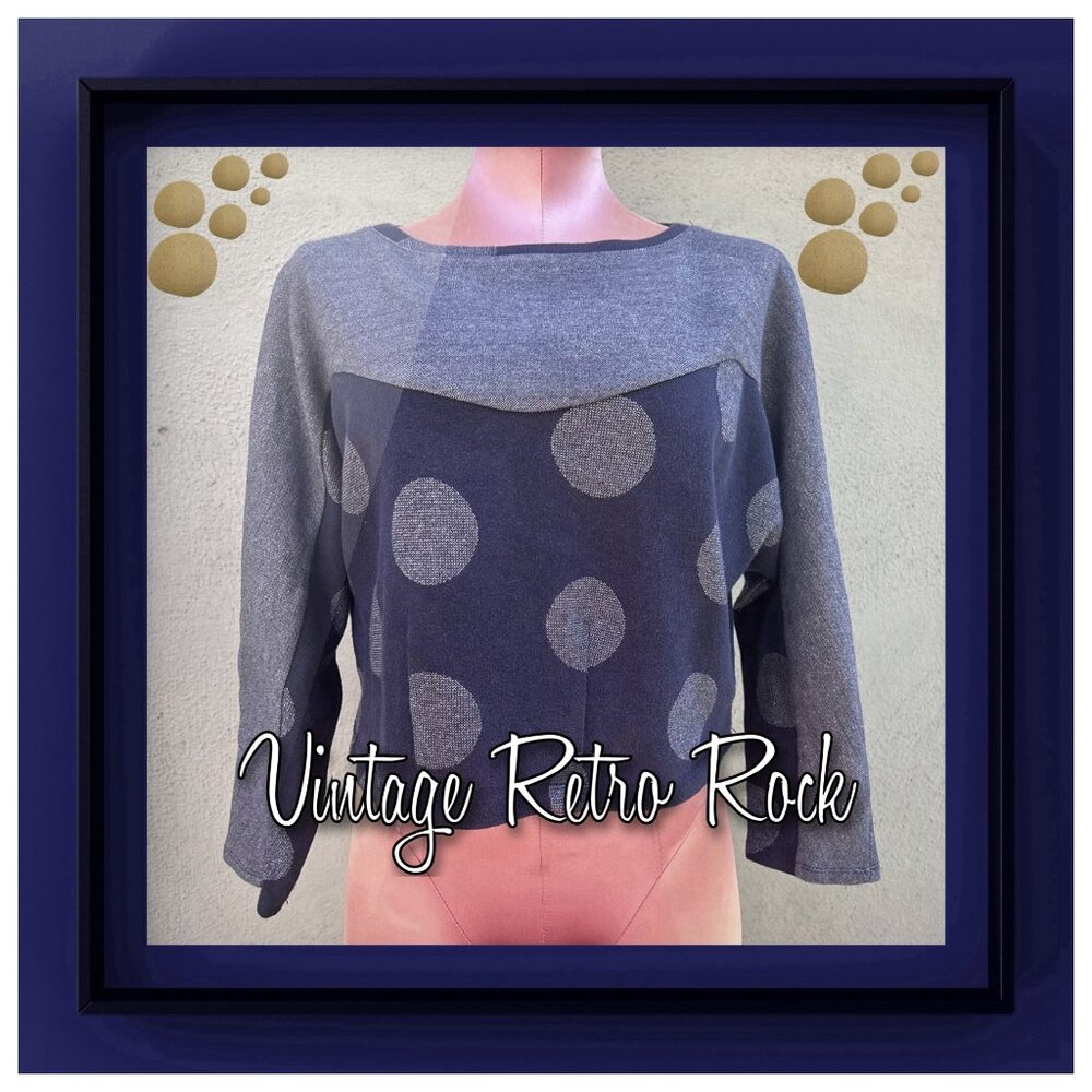 Anthropologie Postmark Metallic Dot Sweatshirt Long Sleeve Blue Women Casual XS